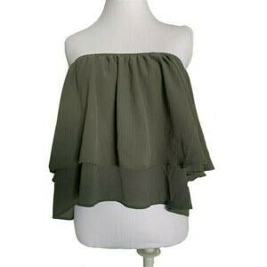 $58 EDEN SKY Off Shoulder Crop Top Designer Los Angeles Summer Boho Festival M